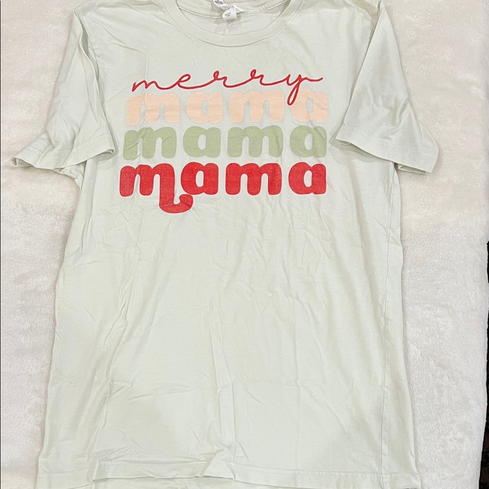 Bella Canvas Merry Mama Tee - Cream, Red, Green